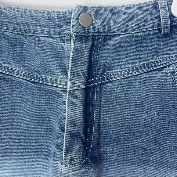 Le Lis Collection Denim Skirt Ombre Blue White Fringe NEW Size Medium Cotton - Picture 3 of 9